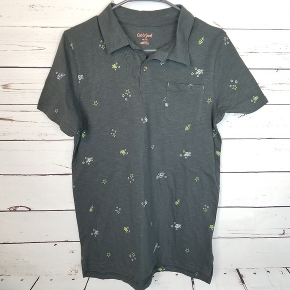 Cat & Jack Other - CAT & JACK Space Print Charcoal Polo Shirt